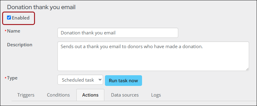 Enabling the task